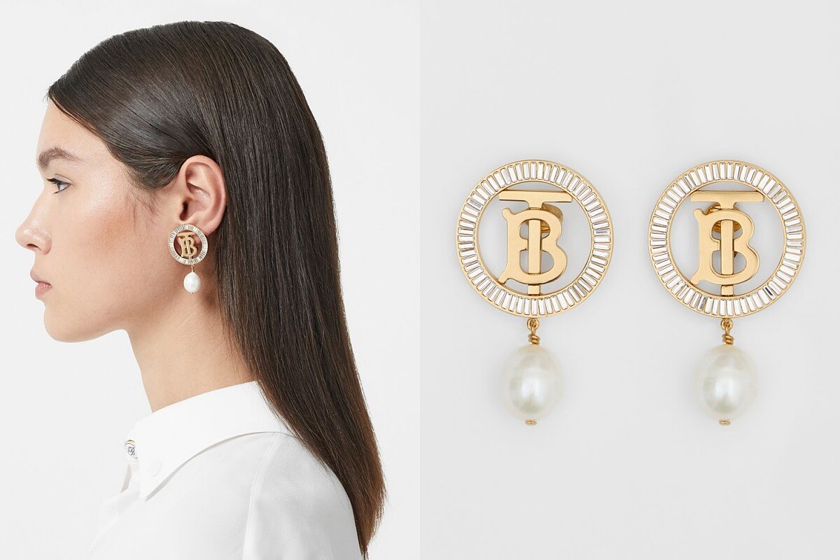 Burberry珍珠裝飾夾式耳環，NT20,900
