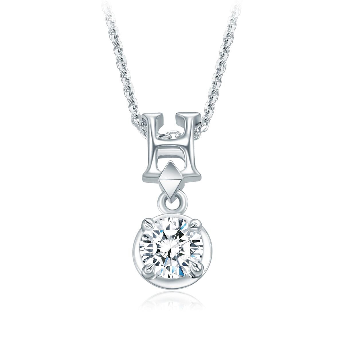 周大福「玄彬 925」系列 18K 白色黃金美鑽項鍊