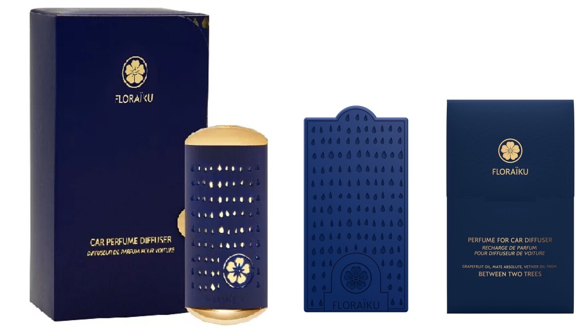 FLORAIKU車用擴香器，NT1,900。車用擴香補充包(共三款)，NT1,200