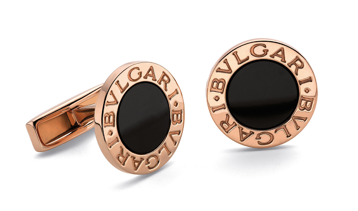 BVLGARI BVLGARI 系列玫瑰金縞瑪瑙袖扣_參考售價：約新台幣88,700元