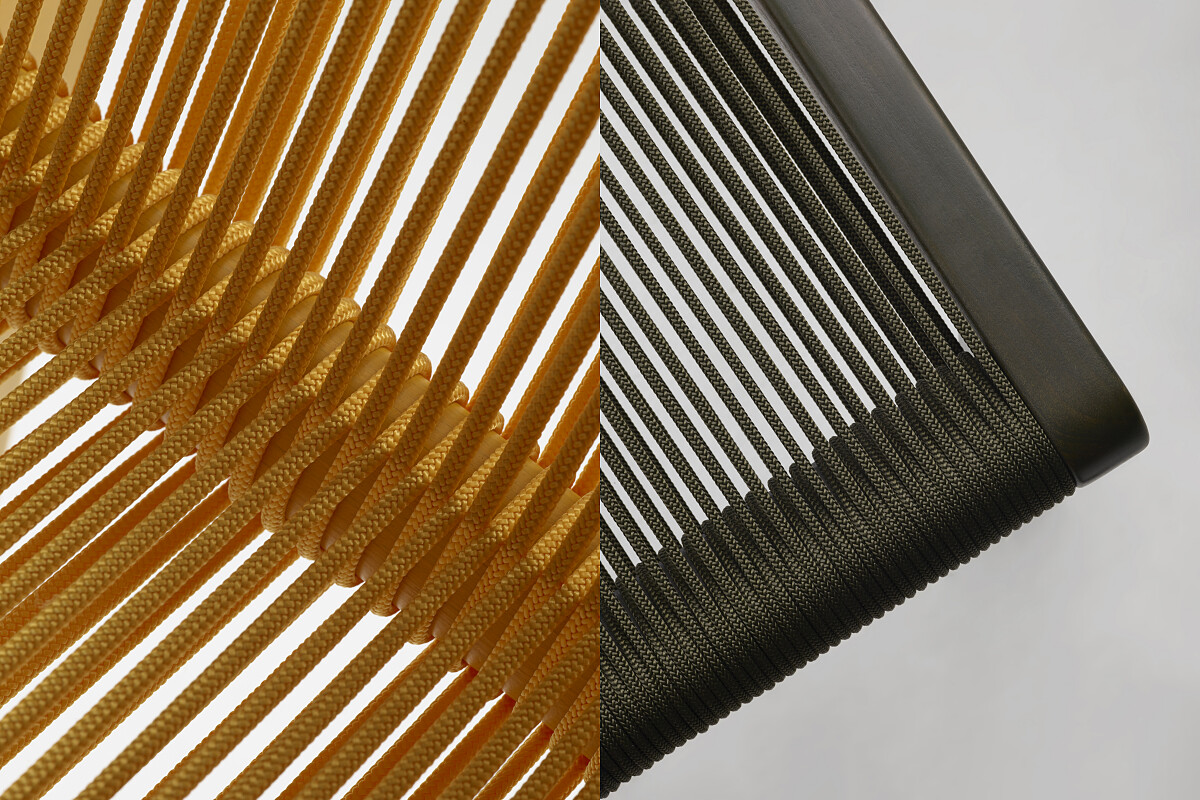 Filo 座椅上交錯羅列的結構線條。