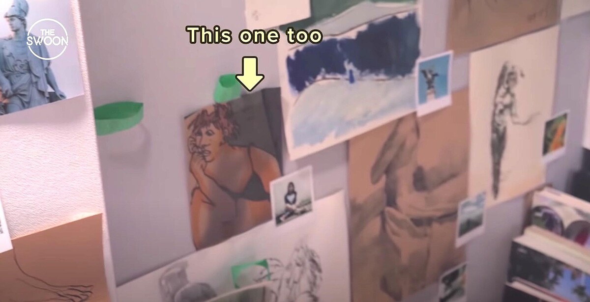 劉娜比 房間牆上畫作有許多是 韓韶禧 親手創作