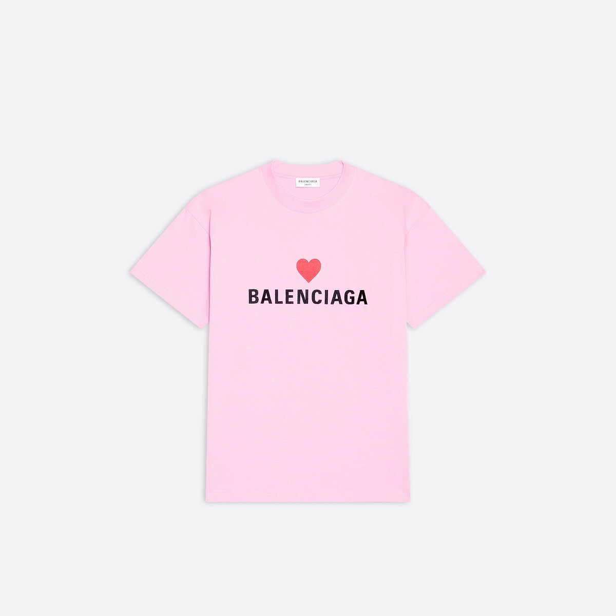 Balenciaga 粉色字樣短Tee,價格店洽。