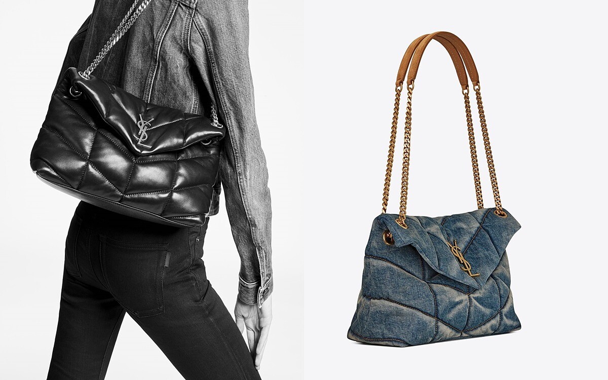 Puffer絎縫復古丹寧肩背包，NT67,550