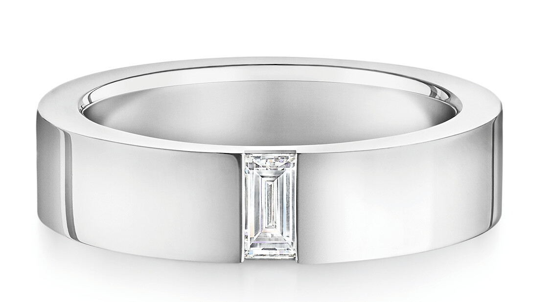 海瑞溫斯頓長形切工單鑽線戒