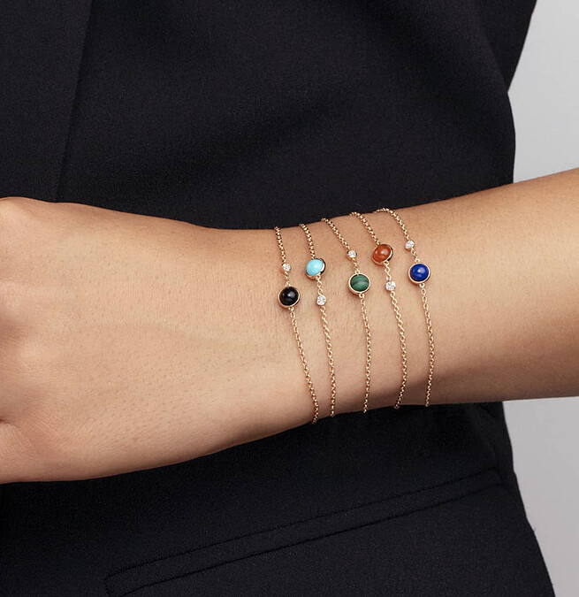 Piaget Possession 系列手鍊，玫瑰金鑲嵌鑽石與縞瑪瑙（與更多彩寶），售價NT$46,500