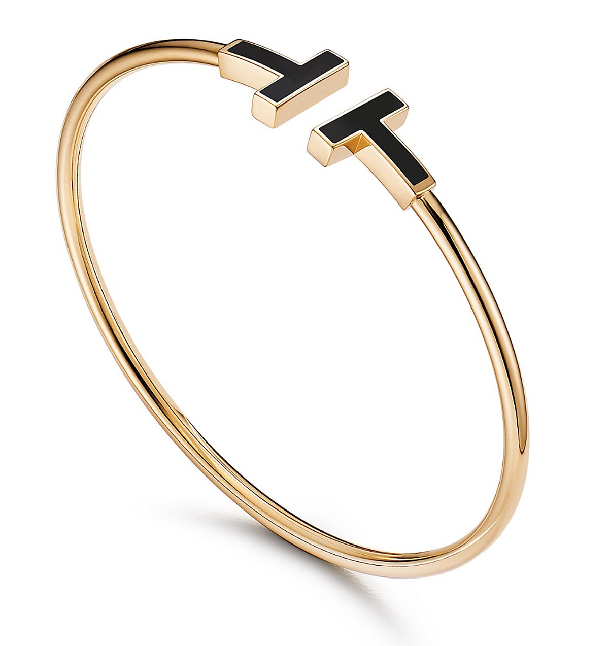 Tiffany T Wire手鐲，黃金鑲嵌黑色縞瑪瑙，售價店冾