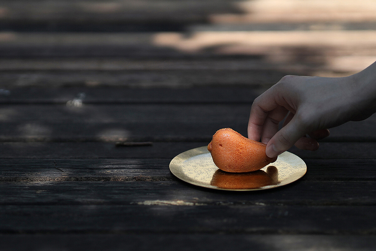 小雞造形的月亮津蛋糕。