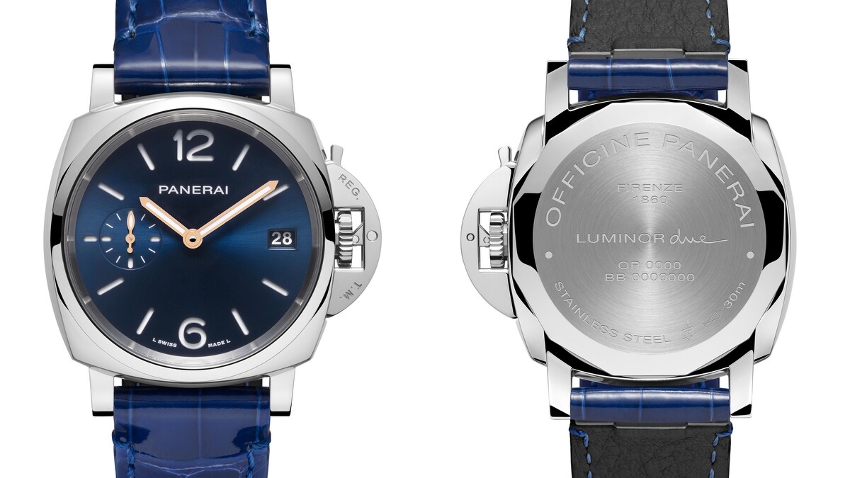 錶殼: 拋光精鋼錶殼，直徑 38 毫米; 拋光精鋼錶圈; 錶冠護橋裝置由拋光精鋼製成; 磨砂精鋼錶背。由剛玉製成的藍寶石水晶玻璃錶鏡。 錶盤: 藍色太陽放射紋錶盤，三明治式結構，夜光阿拉伯數位及小時標示; 3 點鐘位置設日期顯示; 9 點鐘位置設小秒盤。