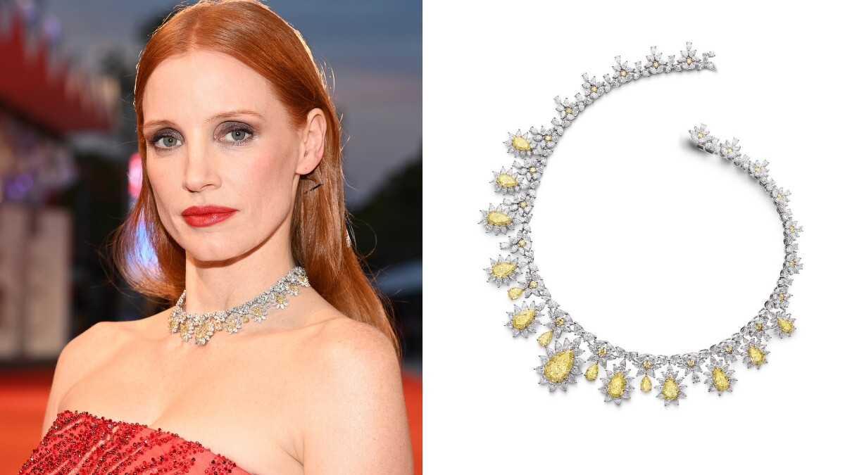 Chopard Haute Joaillerie 系列項鍊&mdash;&mdash;鑲嵌 40.72 克拉梨形黃彩鑽、51.50 克拉梨形切割鑽石、5.07 克拉馬眼形切割鑽石和2.22 克拉黃鑽