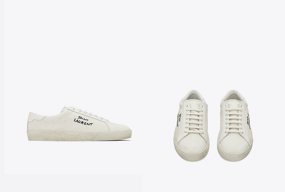 Saint Laurent刺繡帆布皮革運動鞋，NT 20,550