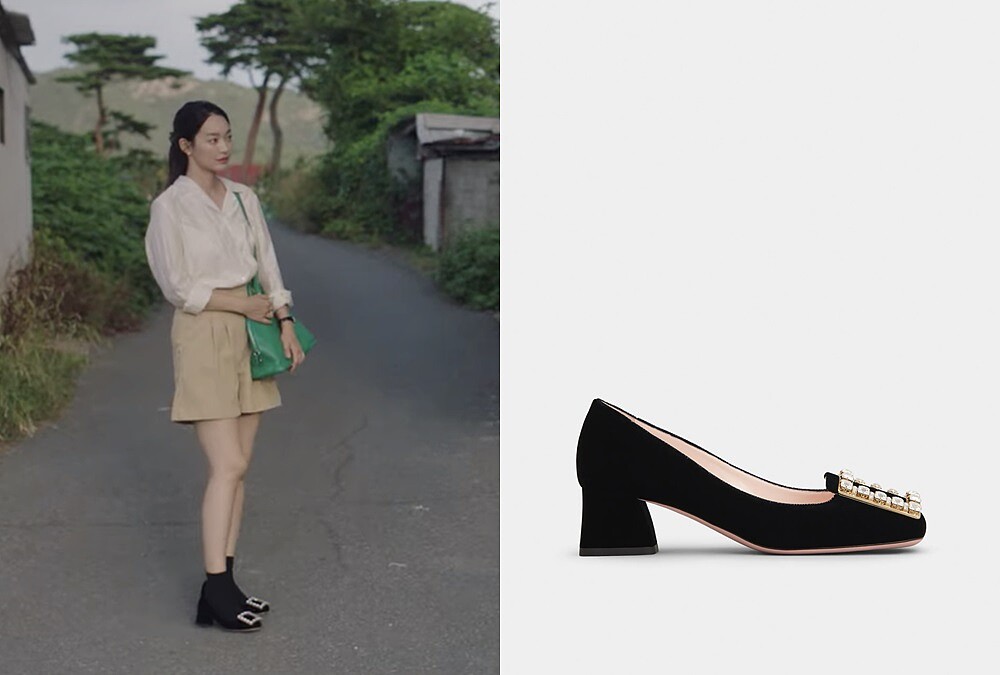 Tres Vivier黑色鑽釦跟鞋