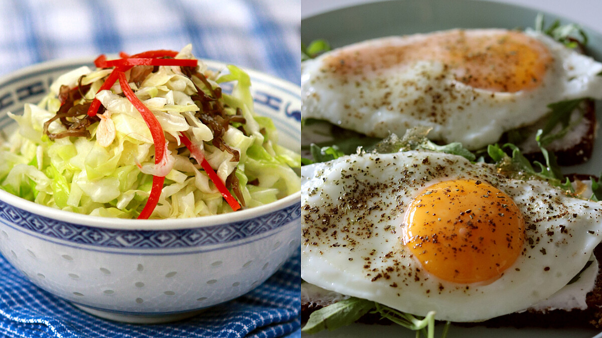低脂高蛋白的酸辣高麗菜煎荷包蛋食譜來了！3步驟就能快手完成