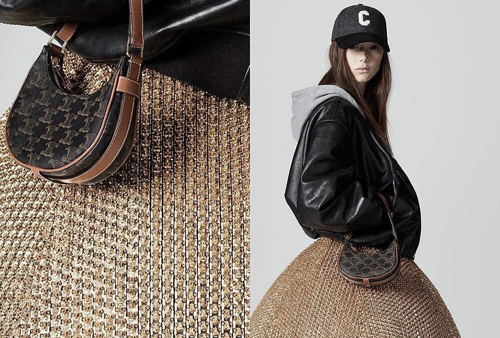 CELINE Triomphe帆布及小牛皮迷你型AVA手袋，NT31,500