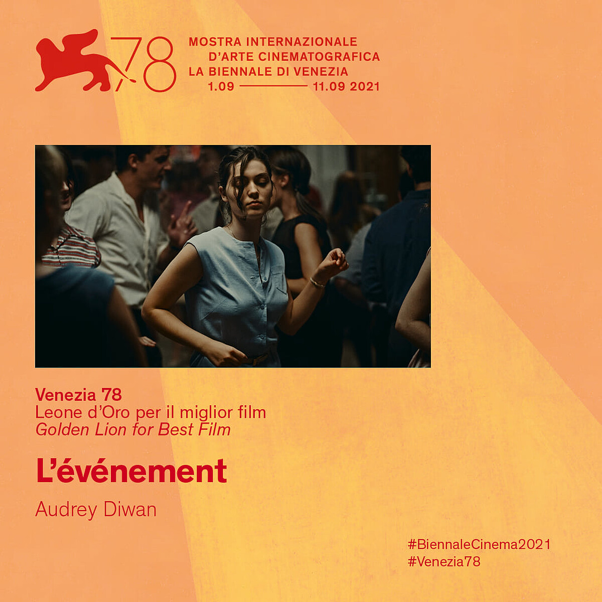 2021威尼斯影展金獅獎由《Happening》獲得。（Photo/Facebook @LaBiennaledivenezia）