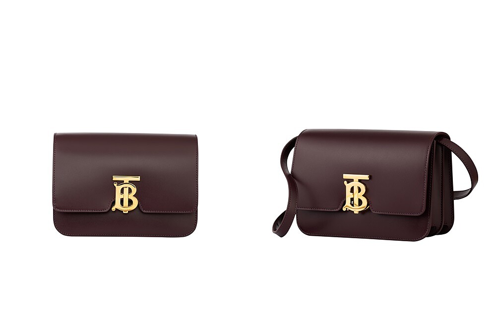 Burberry小型皮革TB包深魔力紅，NT85,000