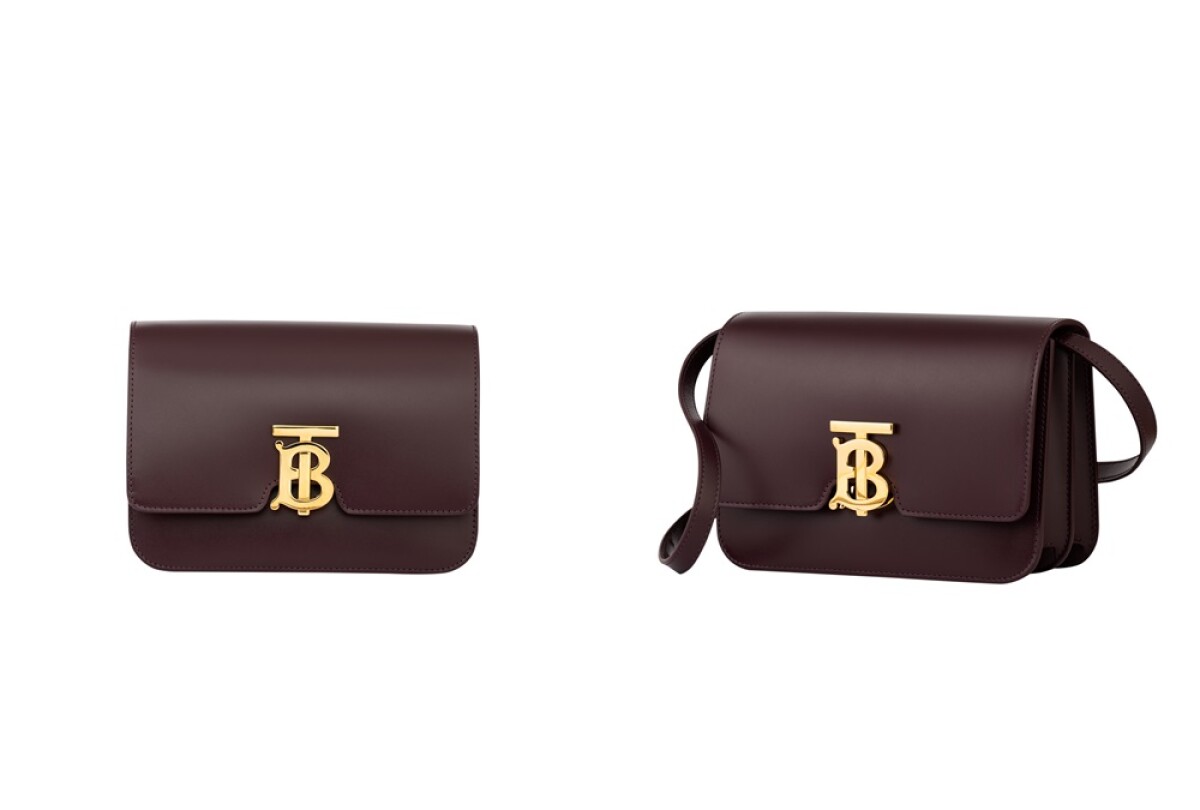 Burberry小型皮革TB包深魔力紅，NT85,000