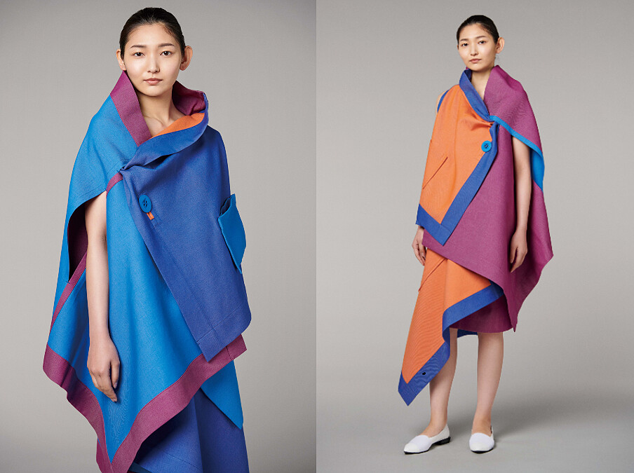 左：漾彩丹寧造型上衣，NT27,300、右：漾彩丹寧造型裙，NT25,300。