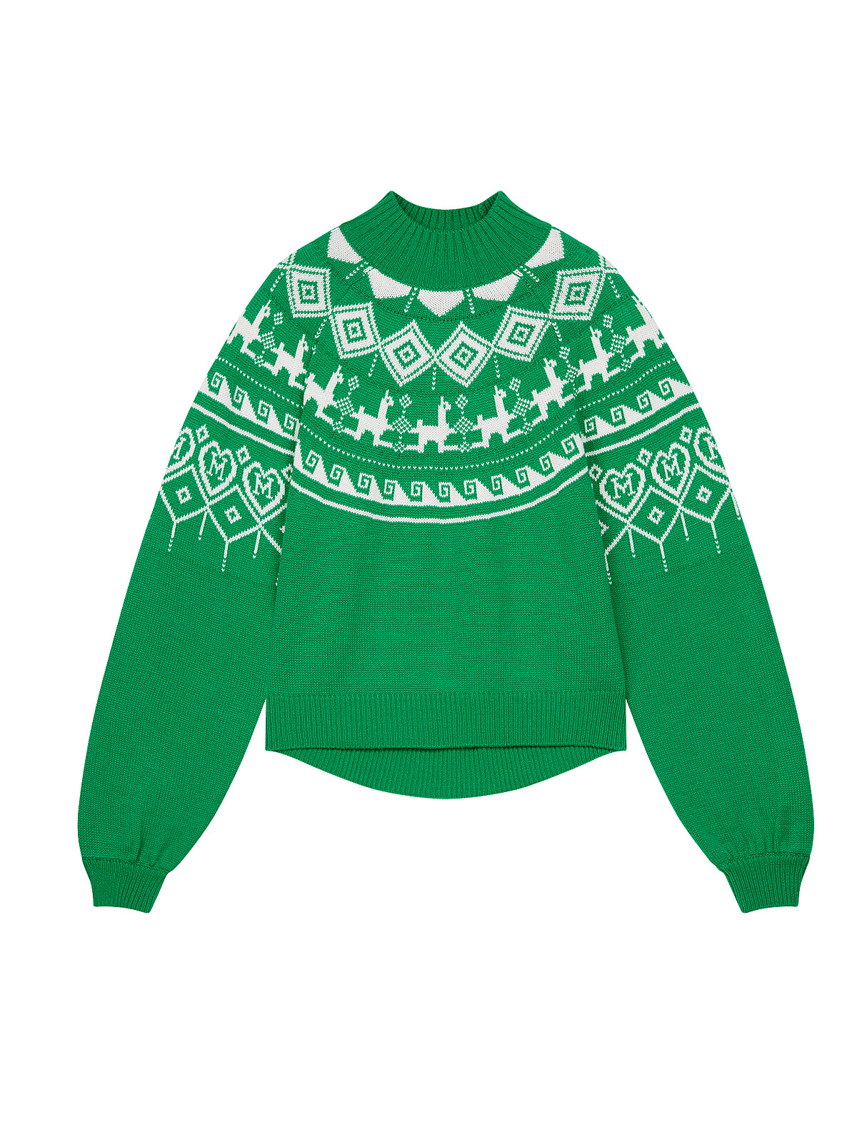 綠色圖騰印花毛衣，Maje，NT10,440。 