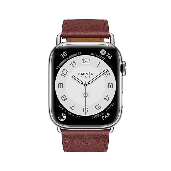 第七代 Apple Watch Herm&egrave;s_Attelage 系列(45mm錶殼) 愛馬仕紅色單圈 Swift 小牛皮錶帶錶款_售價未定