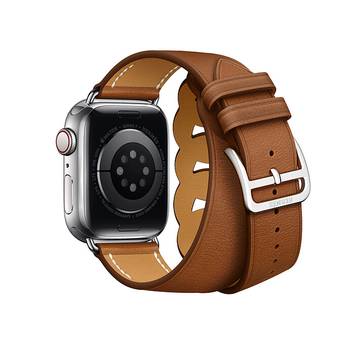 第七代 Apple Watch Herm&egrave;s_Gourmette 系列(41mm錶殼) 雙圈 Bar&eacute;nia 小牛皮錶款_售價未定-3