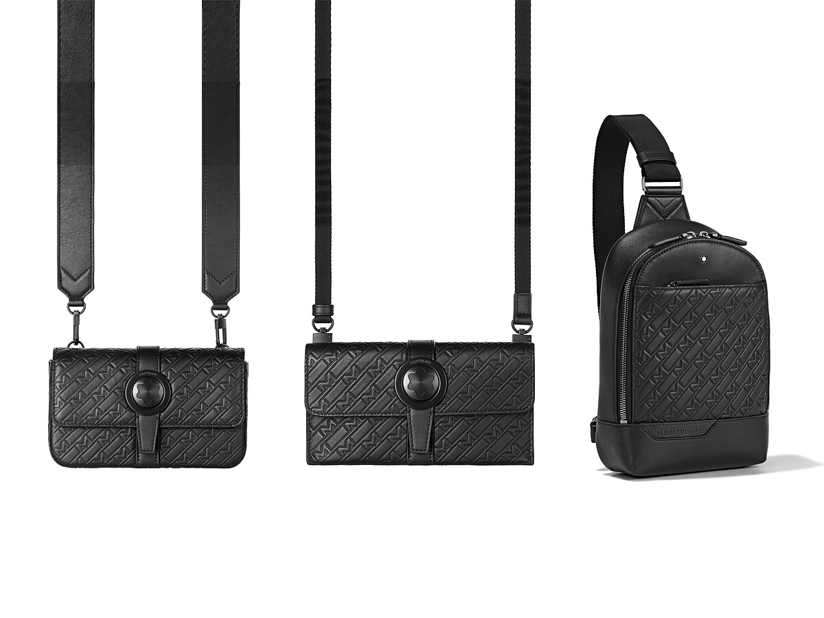 萬寶龍M_Gram 4810系列UltraBlack斜背手拿包，NT$29,300、迷你文件夾，NT$21,900、單肩後背包，NT33,000。