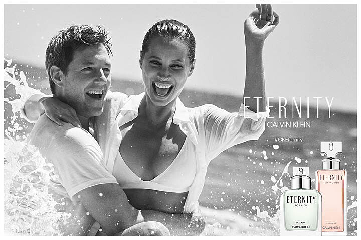 CALVIN KLEIN ETERNITY永恆瞬間男女對香主視覺，由Christy Turlington Burns(和她的丈夫Edward Burns(一同回歸CK永恆系列之新品永恆瞬間。