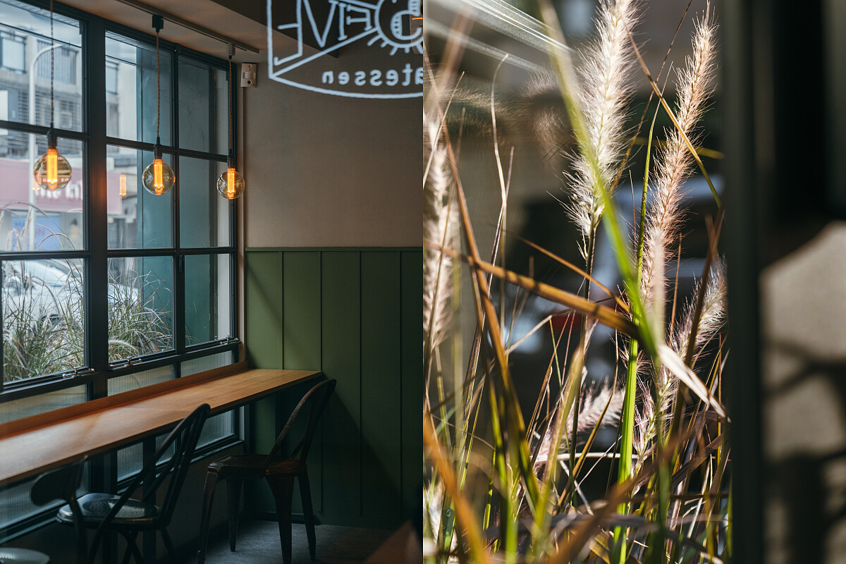 窗台座位區以植物營造自然綠意。