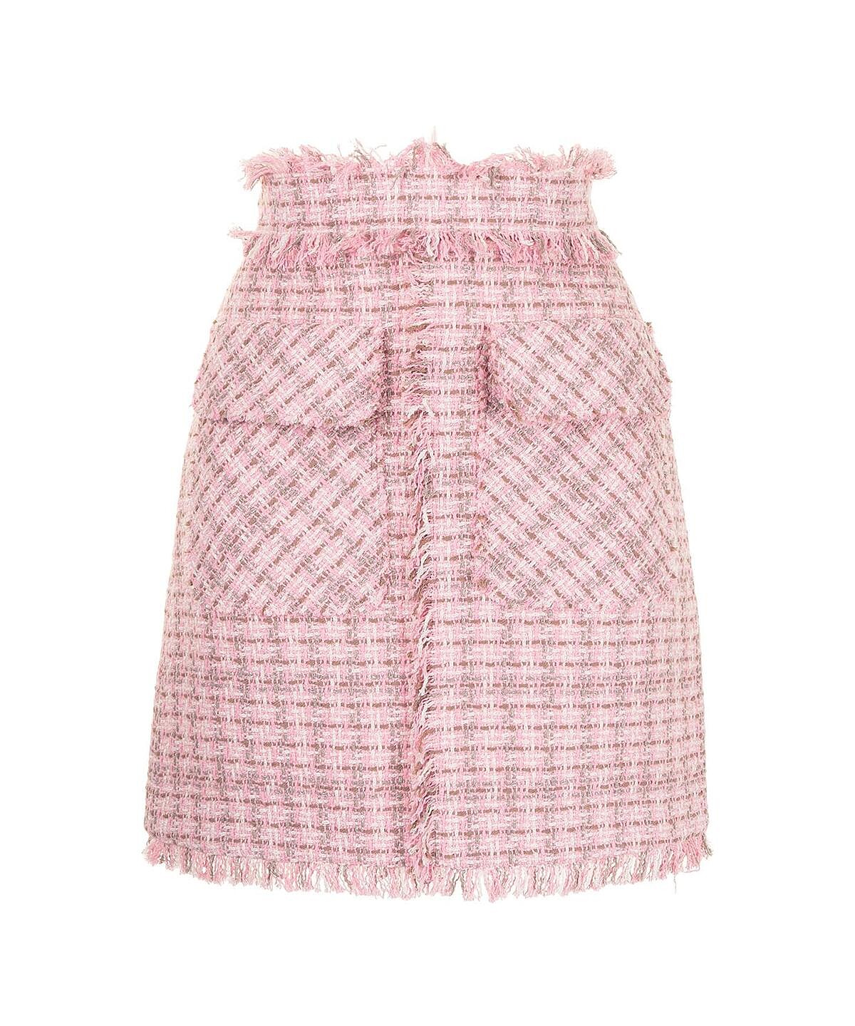 MSGM 粉色毛呢格紋短裙，NT13,500。