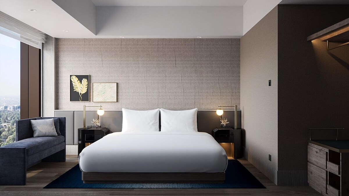 高雄洲際酒店高級大床客房。