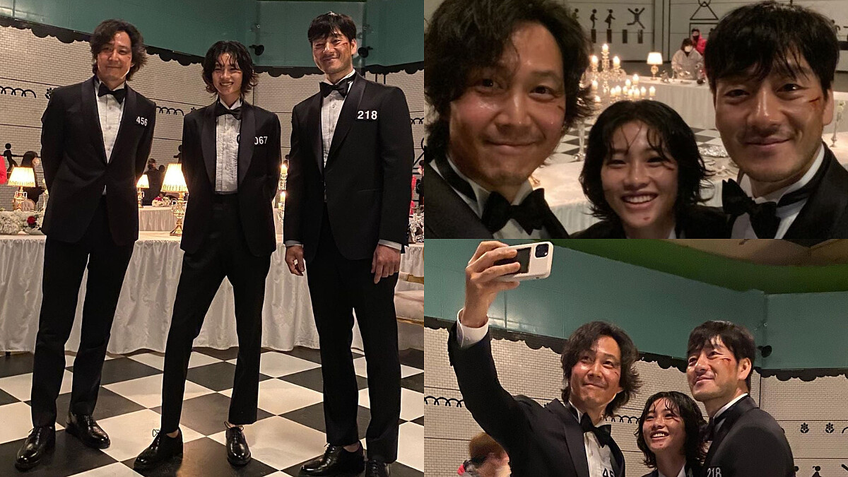 《魷魚遊戲》李政宰、朴海秀、鄭好娟 3人來比大長腿，「最後的晚餐」正裝Look太帥，1秒以為頒獎典禮現場！