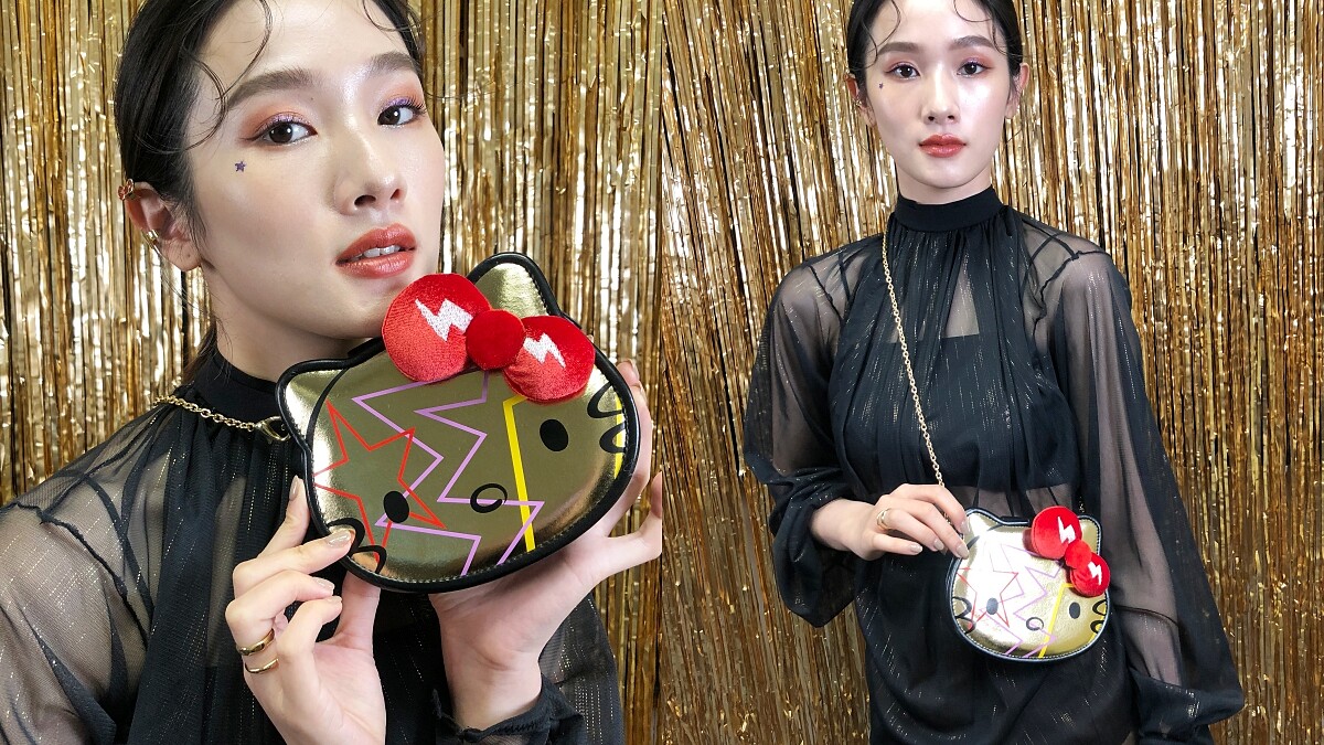 shu uemura植村秀 X Hello Kitty聯名系列搖滾潮趴10色眼影盤附有鏈帶,真的可以揹起來。