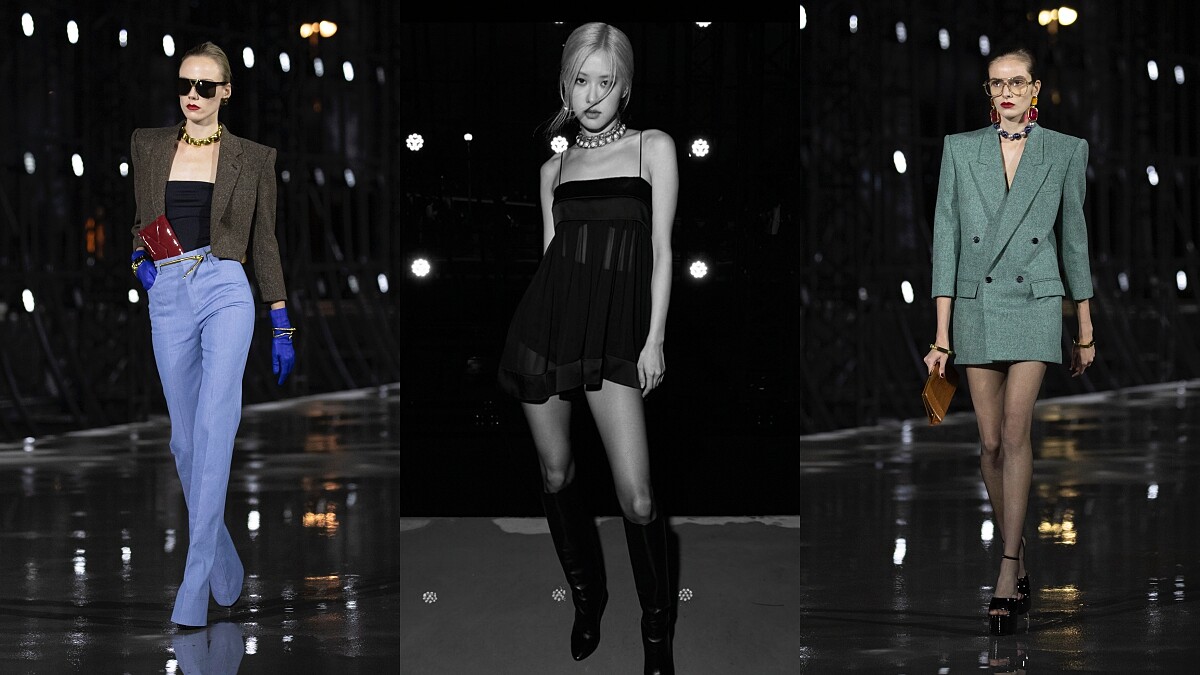 2022春夏巴黎時裝週｜Rosé親臨Saint Laurent大秀，直角肩輪廓、手拿包新拿法展現獨立女性精神