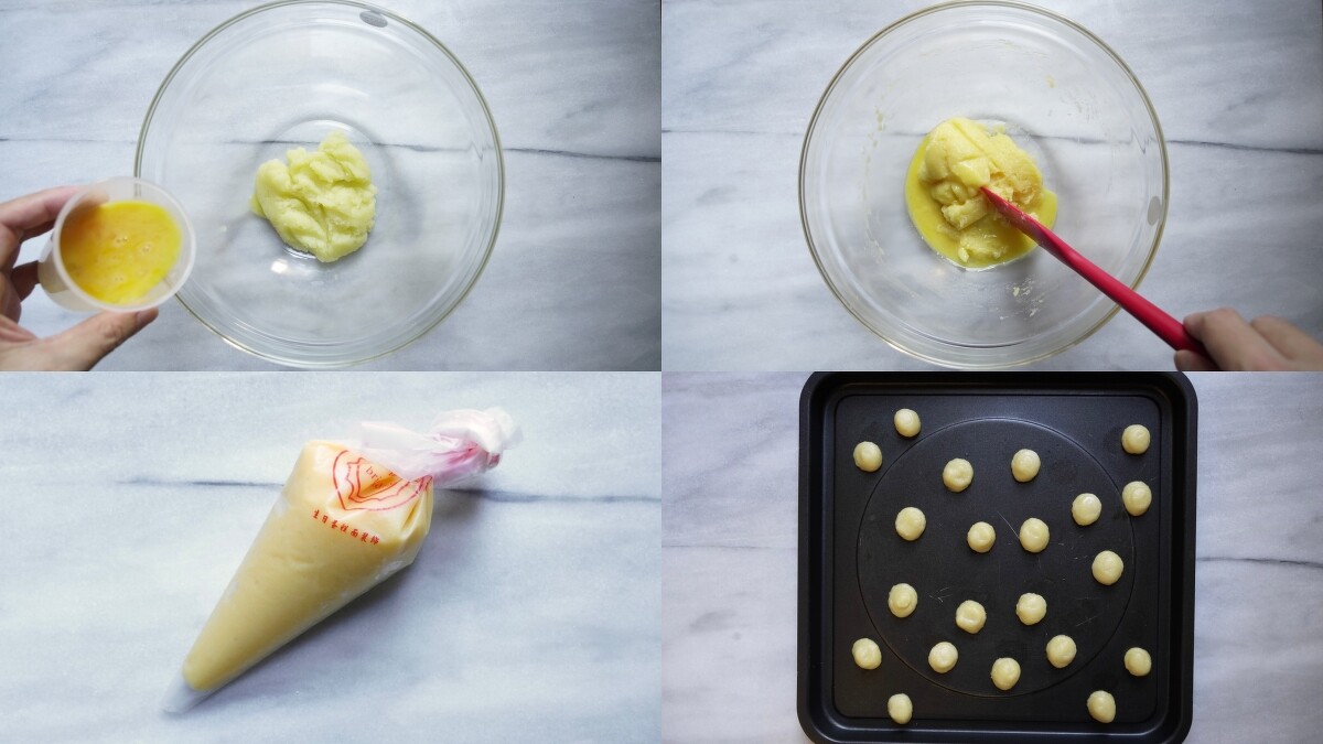 在家自製簡單又美味的巧克力小泡芙，步驟3~5。圖/宅時尚甜點by大口心心。