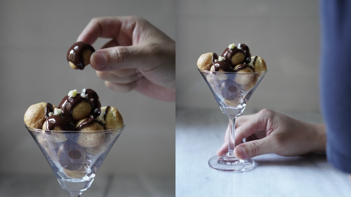 【宅時尚甜點by大口心心】在家自製簡單又美味的巧克力小泡芙