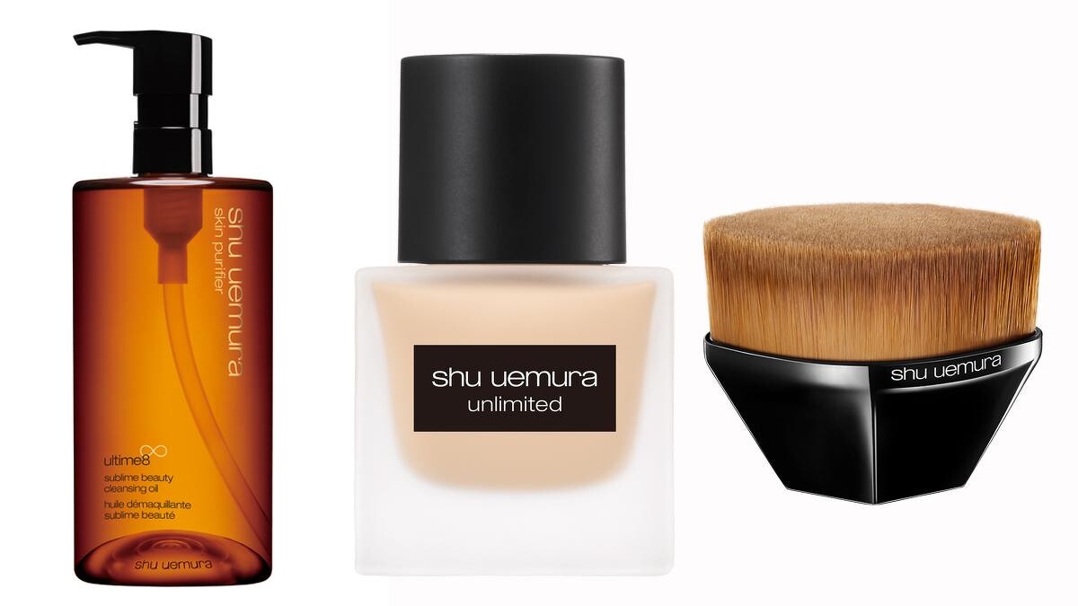 植村秀全能奇蹟金萃潔顏油、無極限超時輕粉底、#55零刷痕粉底刷