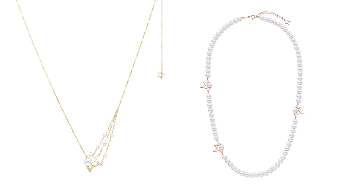 TASAKI comet plus項鍊，18K黃金阿古屋珍珠、TASAKI comet plus項鍊，18K櫻花金阿古屋珍珠。