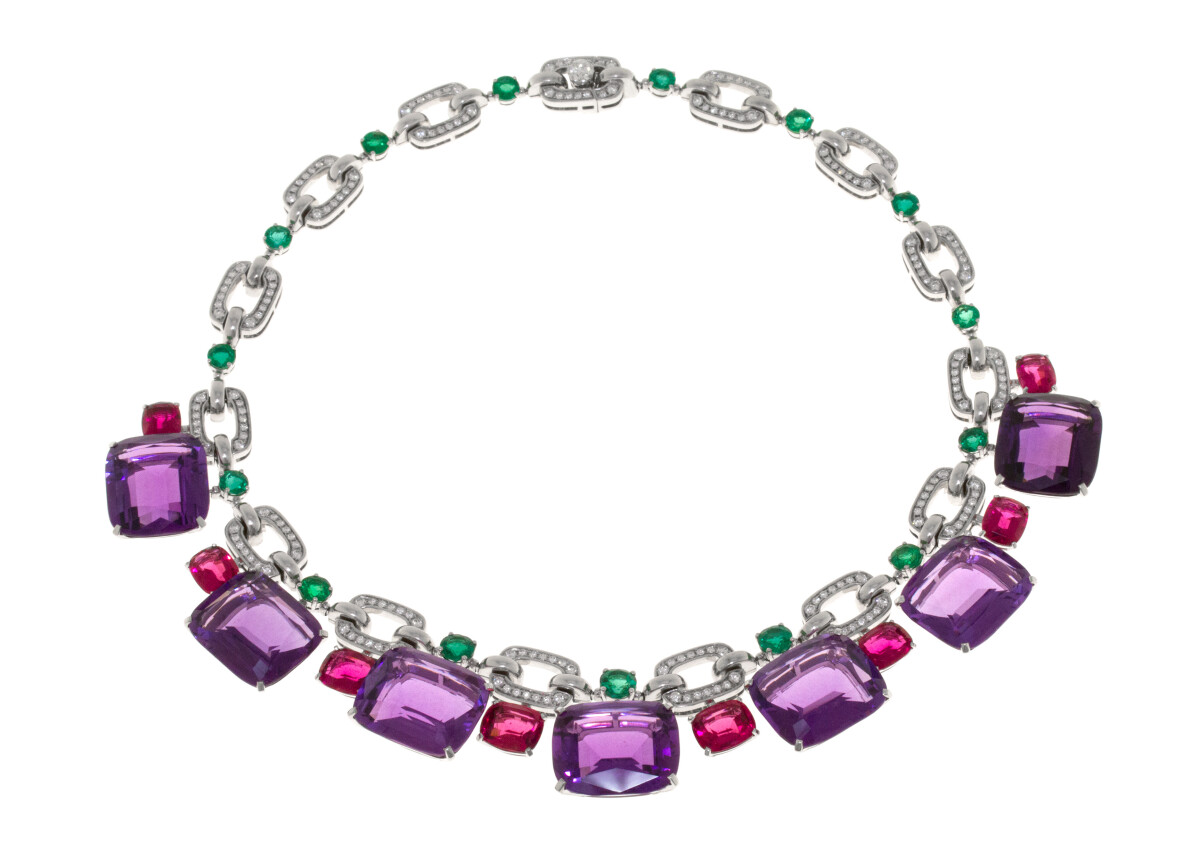 BVLGARI 頂級紫水晶與紅碧璽鑽石項鍊