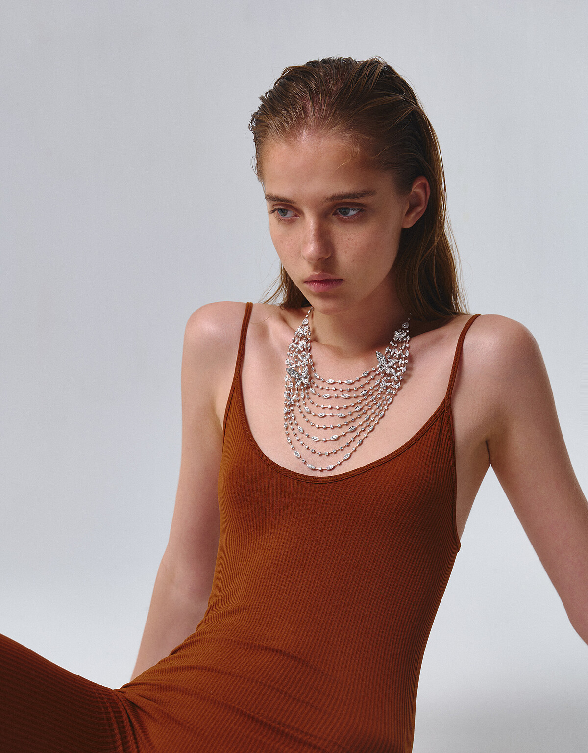 Aerial Regal Butterfly白K金鑽石項鍊