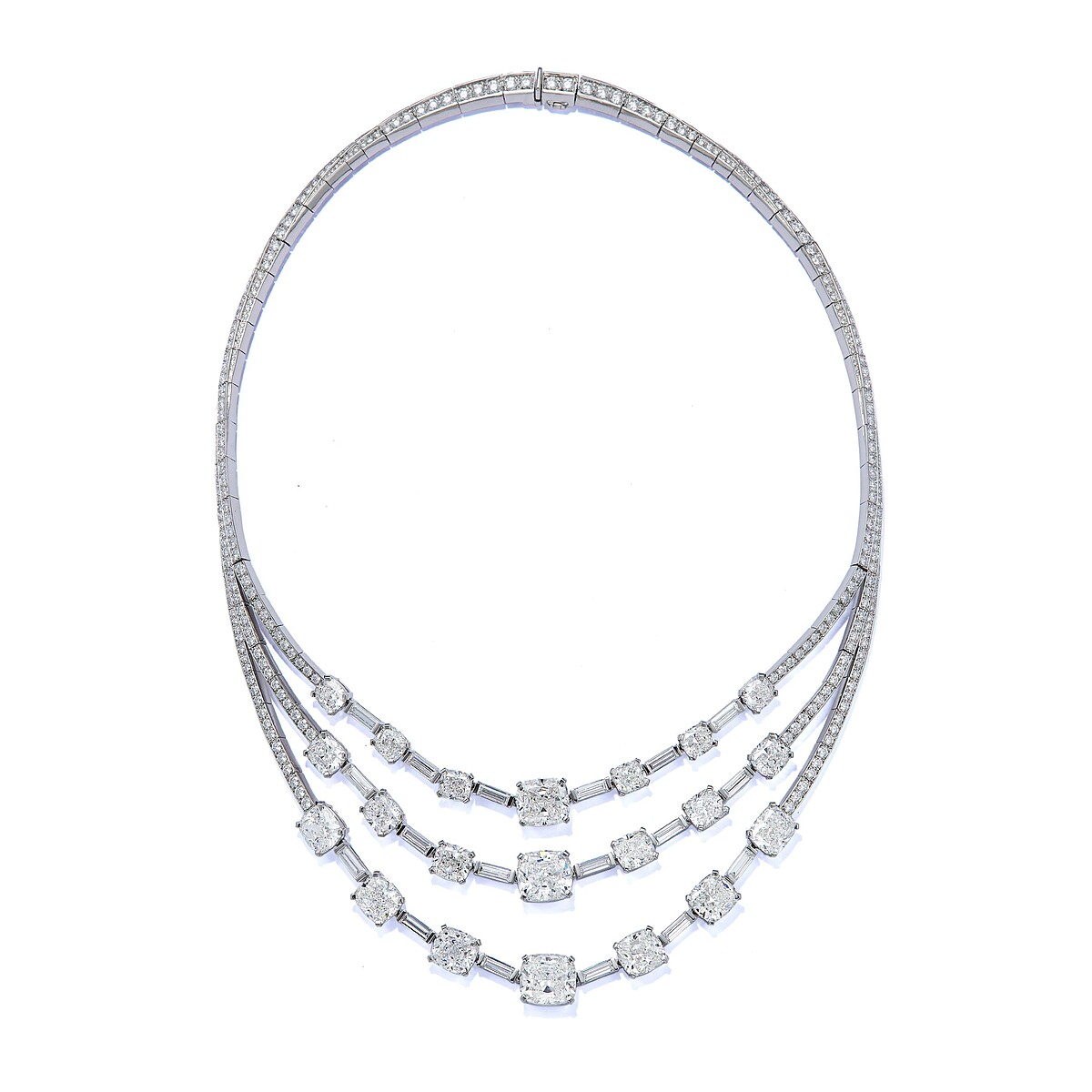 Tiffany高級珠寶系列鉑金鑲嵌總重逾49克拉鑽石項鍊