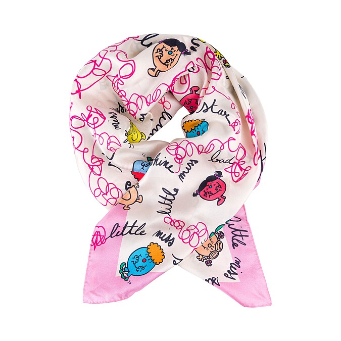 SANDRO X MR MEN LITTLE MISS 白色粉邊絲巾，NT3,950。