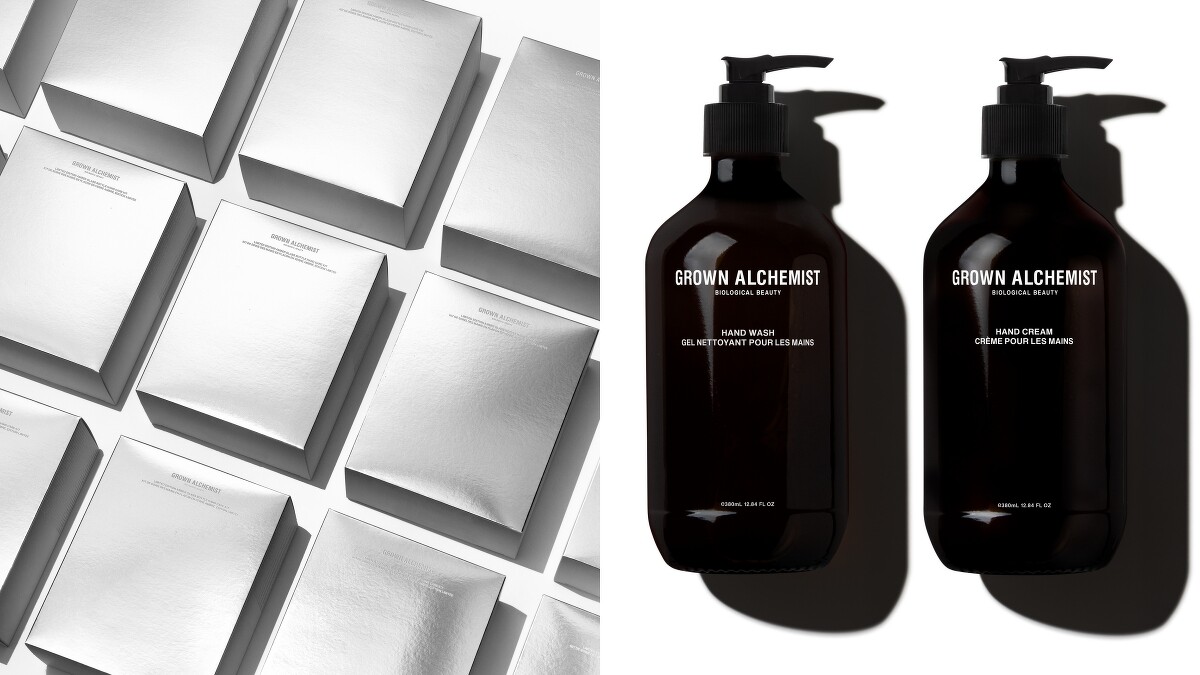 GROWN ALCHEMIST 2021聖誕系列限定手部保養組合-玻璃瓶(甜橙雪松手部清潔露380ml、經典護手霜 380ml)，NT2,400。10/10 APOTHECARY獨家上市。