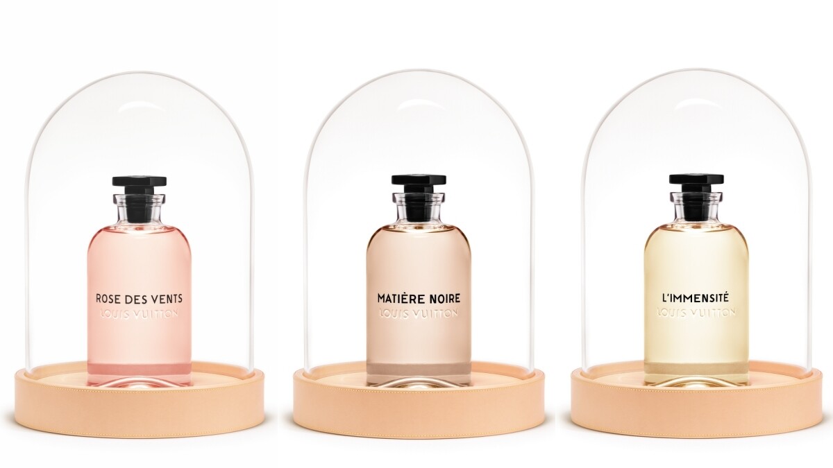 LOUIS VUITTON路易威登極致香水瓶(左起)Rose des Vents、Matiere Noire、L&rsquo;Immensite。