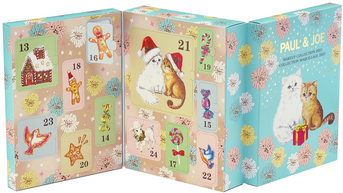PAUL&JOE 2021 2021限量聖誕美夢倒數月曆,充滿著品牌設計師Sophie兩隻愛貓Gypsy與Nounette的身影。