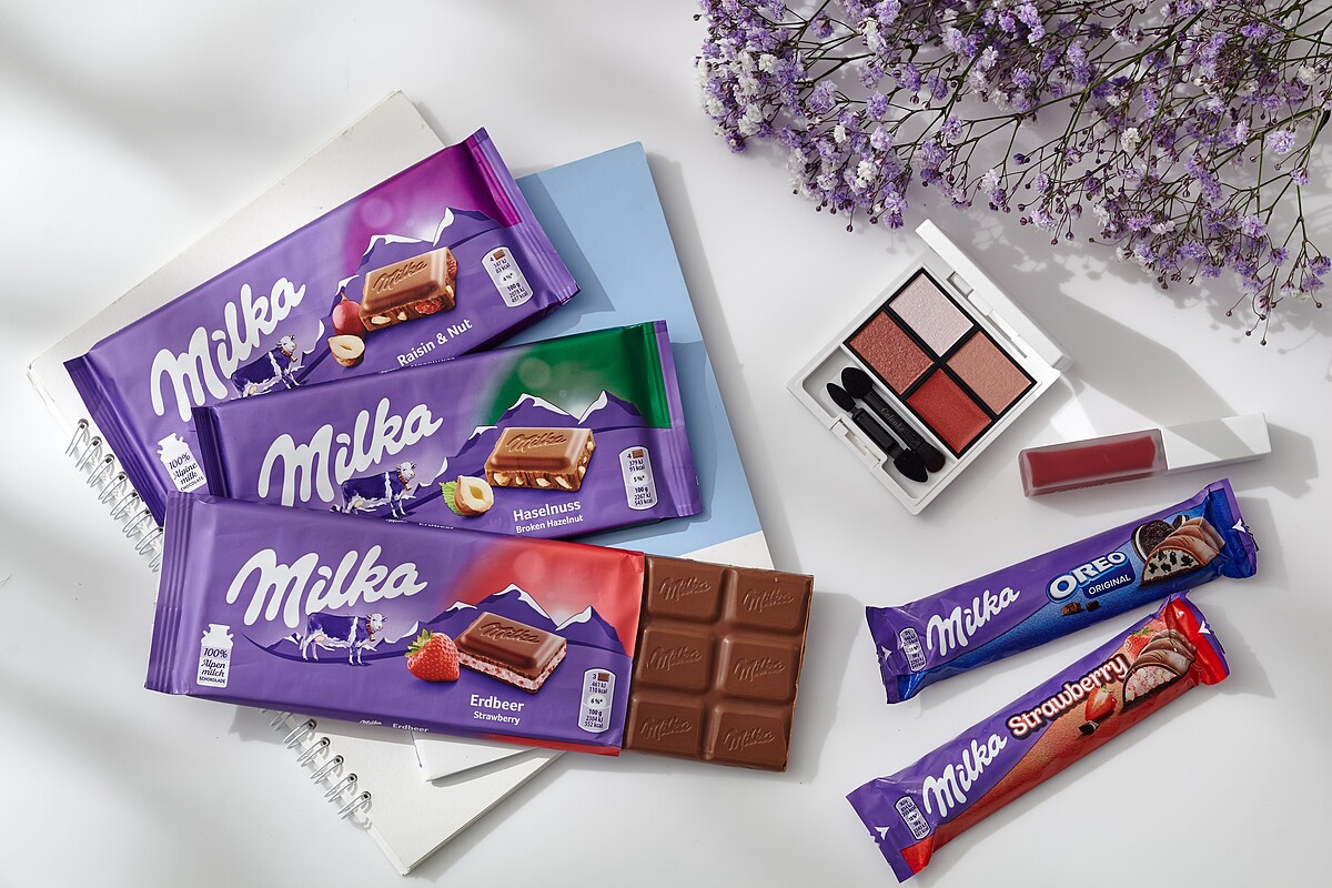 Milka含餡巧克力(堅果葡萄乾、草莓牛奶)、Milka OREO夾心巧克力 、Milka草莓夾心巧克力