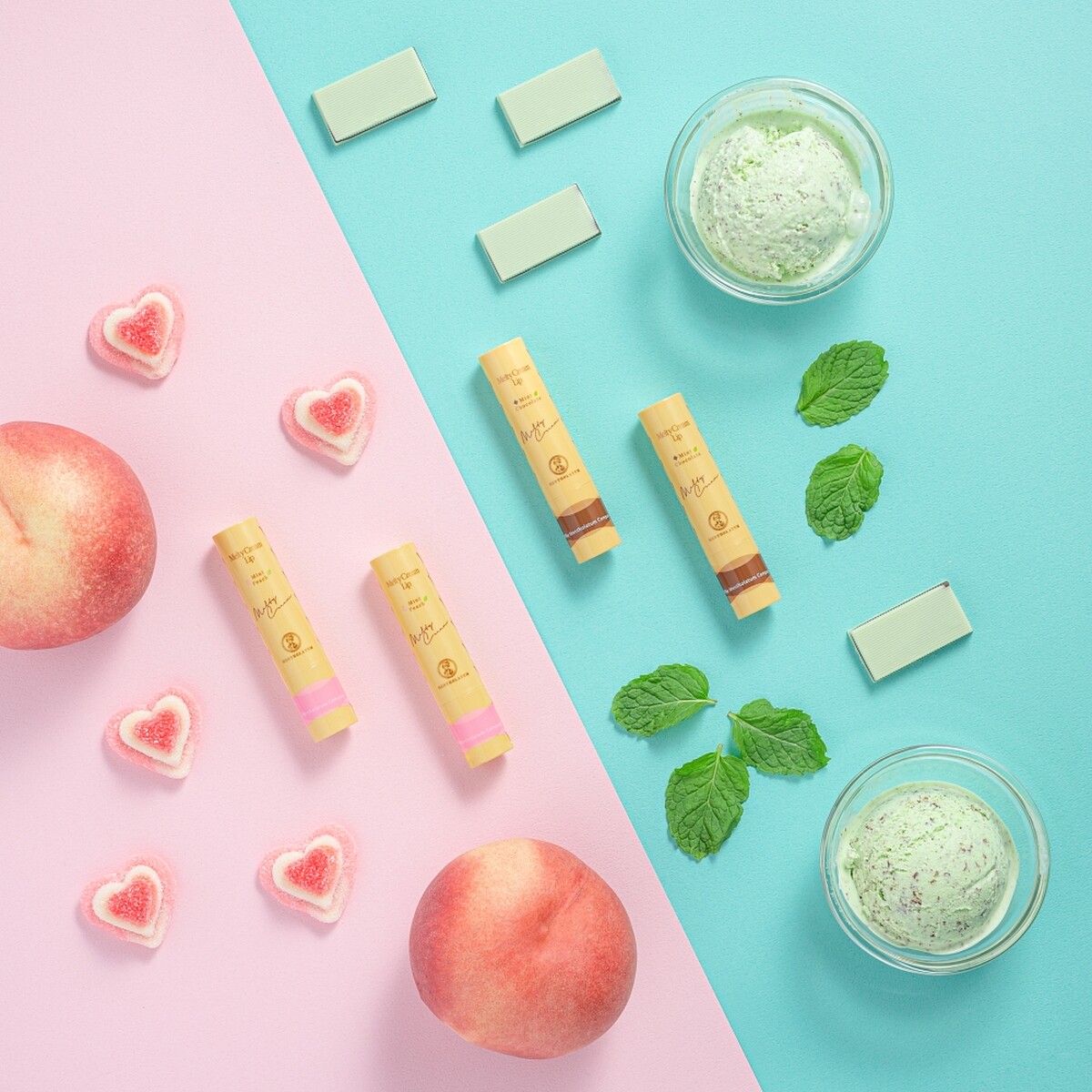 曼秀雷敦頂級濃潤柔霜潤唇膏2021秋冬推出薄荷蜜桃、薄荷巧克力限定口味，「甜」滿你的雙唇。
