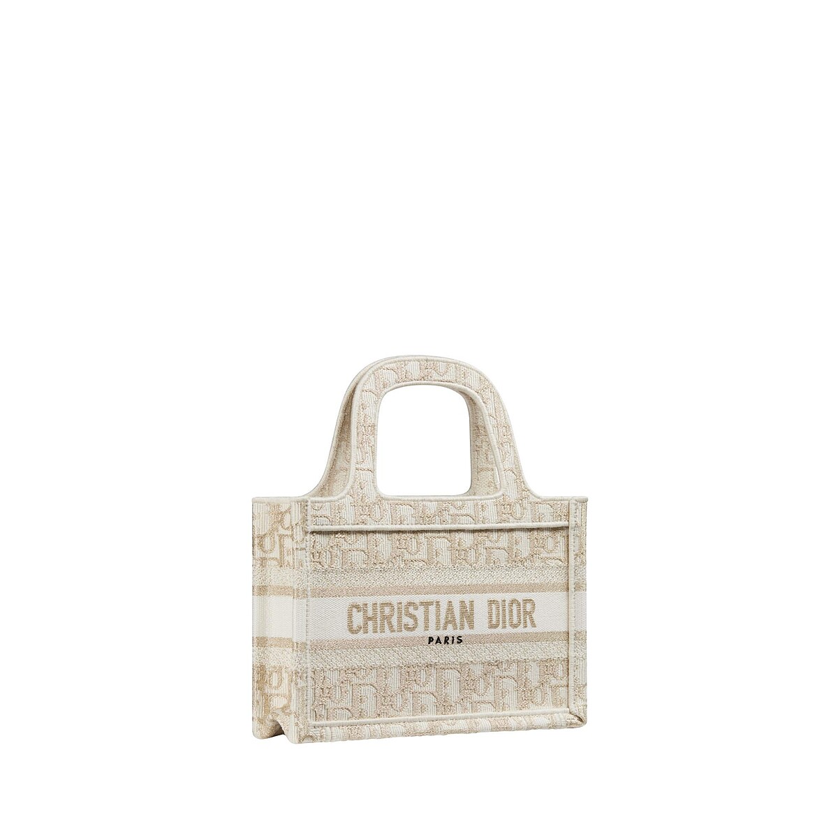 Book mini 淡金色 Oblique 斜紋刺繡帆布迷你托特包，NT$80,000