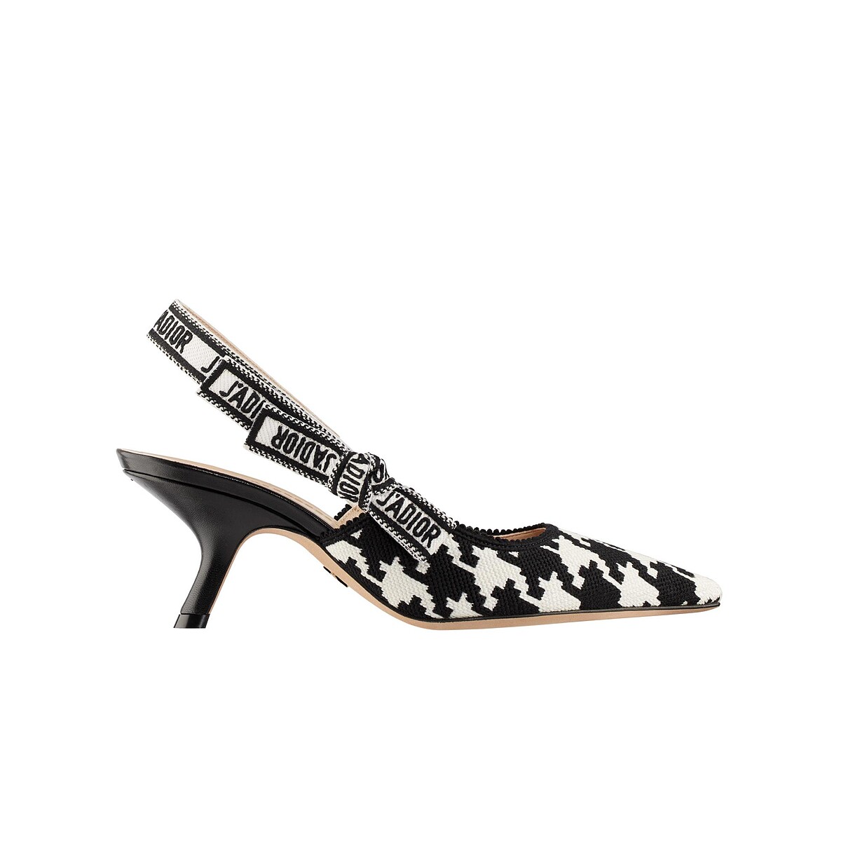 J&rsquo;Adior 黑白千鳥紋刺繡緞帶露跟鞋，NT$35,000