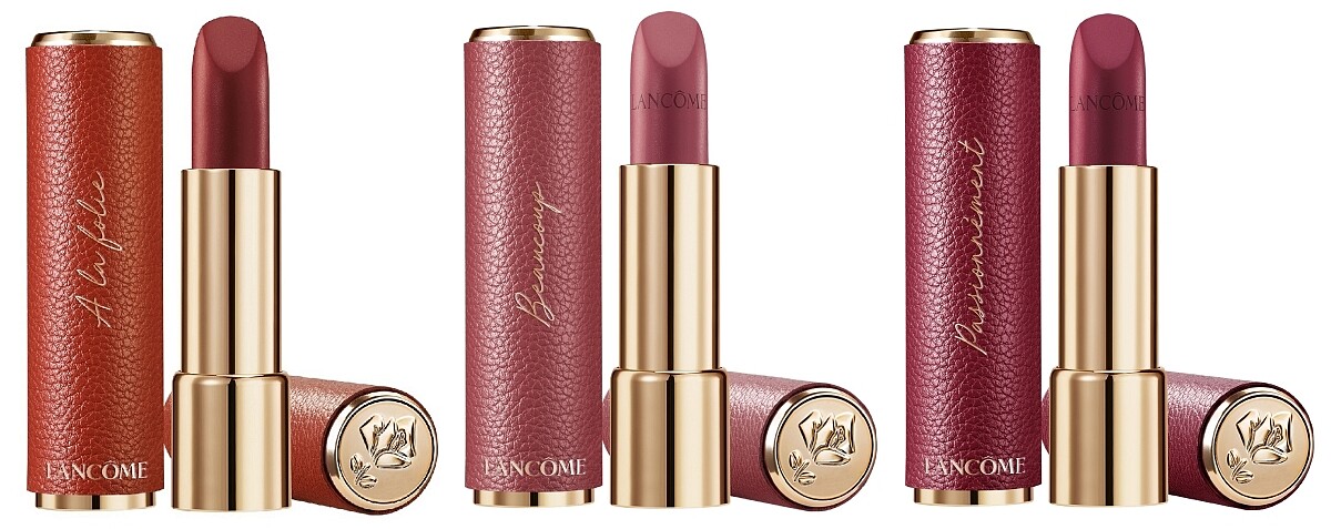 蘭蔻絕對完美唇膏2021炙熱愛戀皮革限定版(左起) #196、#278、#888，NT1,200。