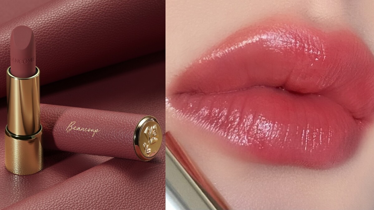 蘭蔻絕對完美唇膏2021炙熱愛戀皮革限定版#278情境圖與唇部實擦試色。